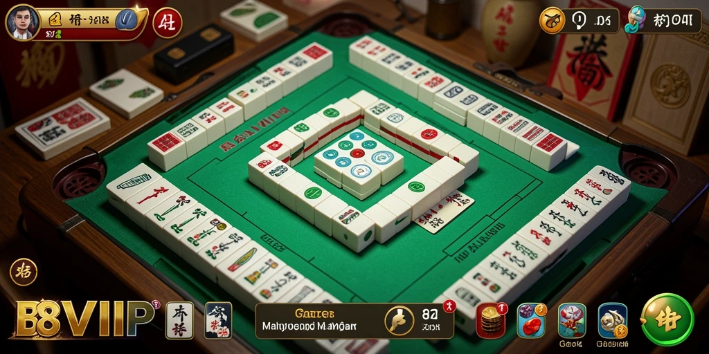 Screenshot B8VIP menunjukkan gameplay Mahjong yang mendebarkan dan seru.