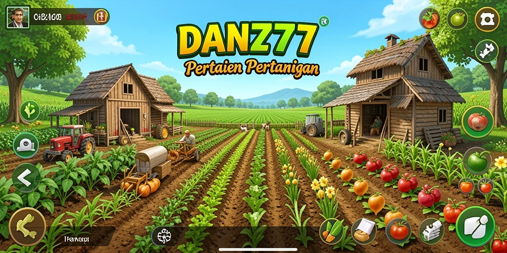 Gameplay menarik dalam pertanian dengan ladang subur dan hewan ternak.