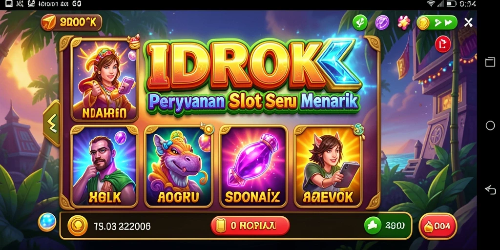 Screenshot utama IDROK menampilkan gameplay Slot yang menarik dan berwarna.
