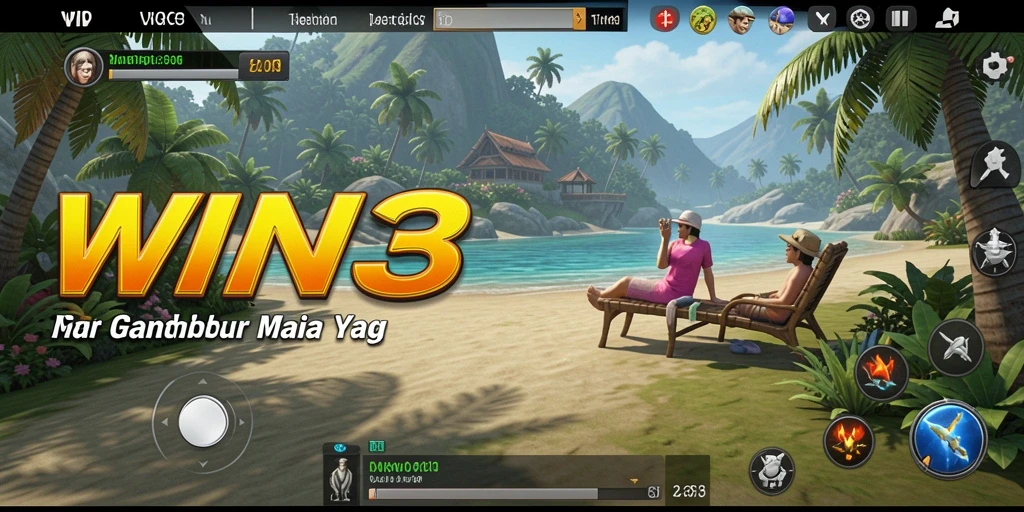 Tampilan gameplay <strong>WIN33</strong> dengan warna-warna cerah dan suasana santai.